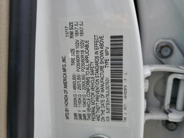 5J8TB3H78JL007631 - 2018 ACURA RDX ADVANCE WHITE photo 13