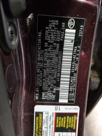4T1BK1EB6DU048521 - 2013 TOYOTA AVALON BASE BURGUNDY photo 12