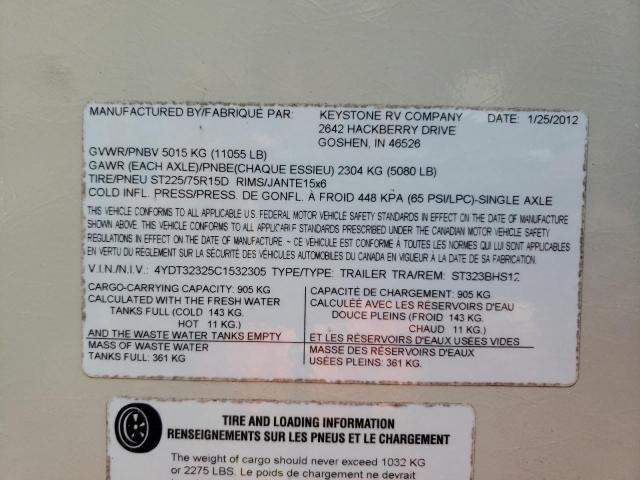 4YDT32325C1532305 - 2012 KEYSTONE SPRINTER TWO TONE photo 10