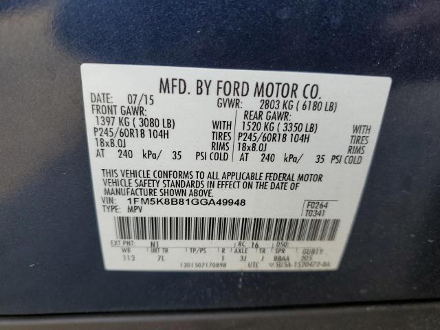 1FM5K8B81GGA49948 - 2016 FORD EXPLORER BLUE photo 13