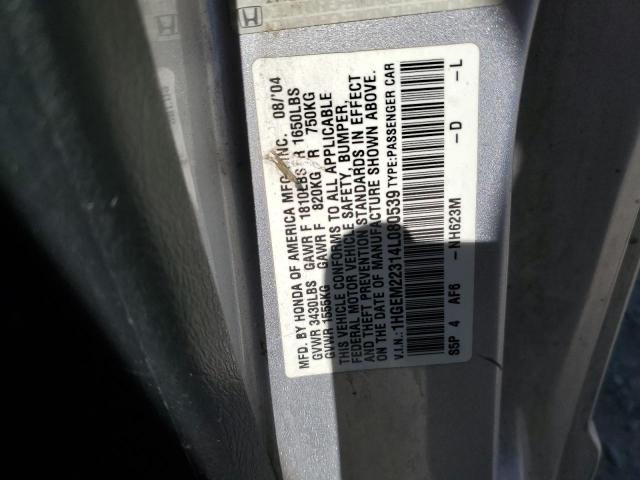 1HGEM22314L080539 - 2004 HONDA CIVIC DX VP Gümüş foto 12