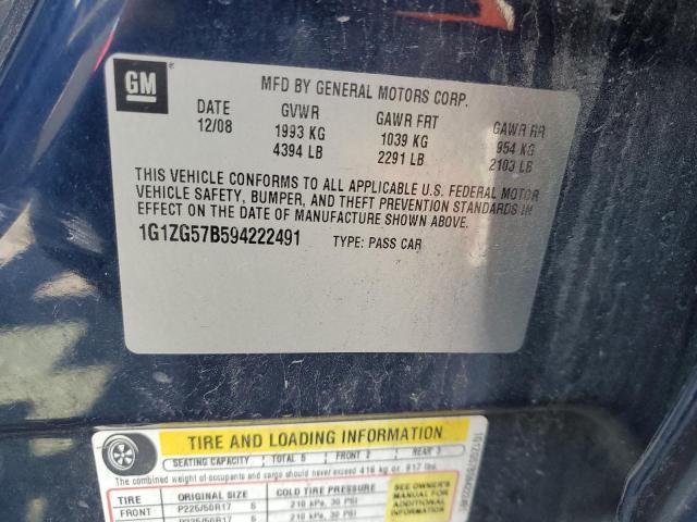 1G1ZG57B594222491 - 2009 CHEVROLET MALIBU LS BLUE photo 12