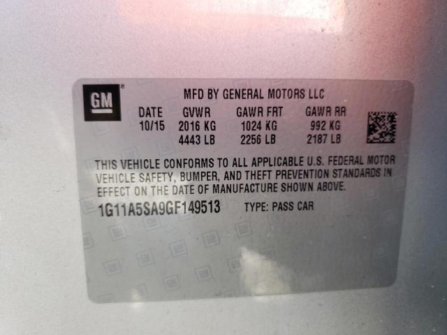 1G11A5SA9GF149513 - 2016 CHEVROLET MALIBU LIM LS 银色 照片 12