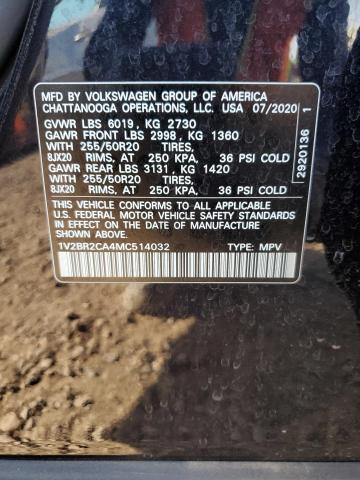 1V2BR2CA4MC514032 - 2021 VOLKSWAGEN ATLAS SEL BLACK photo 13