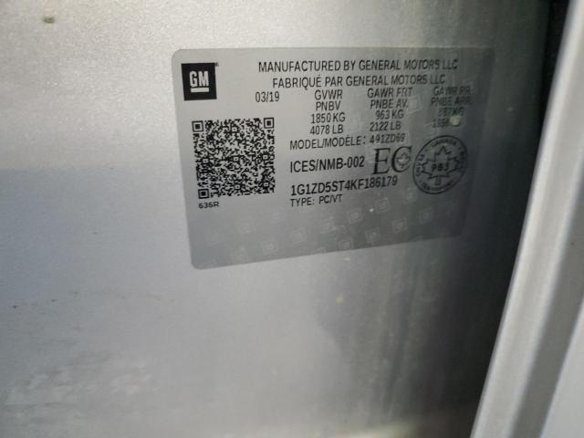 1G1ZD5ST4KF186179 - 2019 CHEVROLET MALIBU LT SILVER photo 12