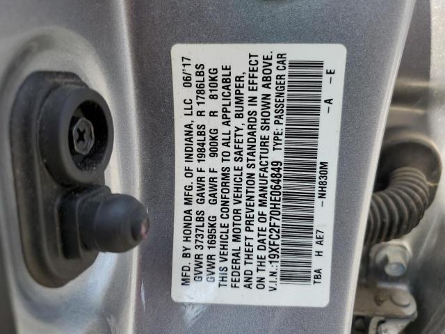 19XFC2F70HE064849 - 2017 HONDA CIVIC EX SILVER photo 12