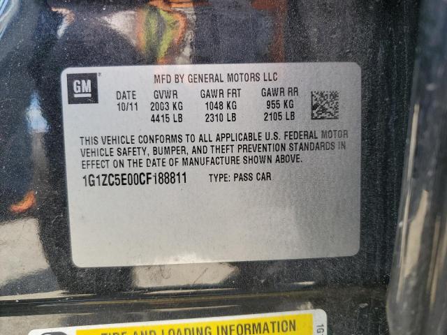 1G1ZC5E00CF188811 - 2012 CHEVROLET MALIBU 1LT 黑色 照片 12