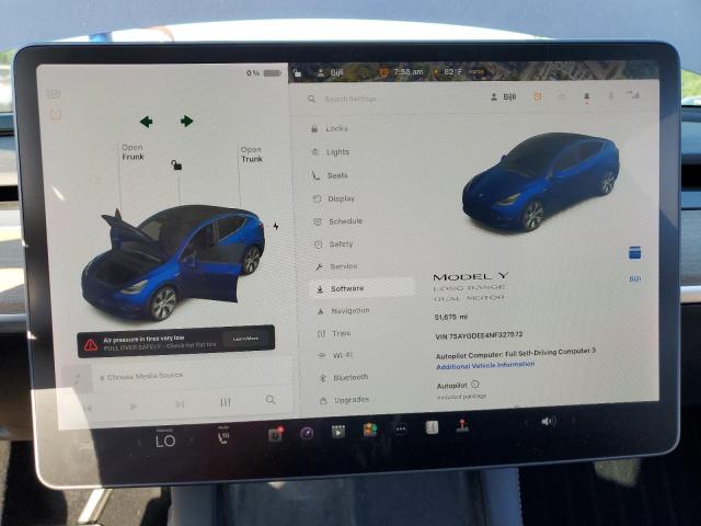 7SAYGDEE4NF327572 - 2022 TESLA MODEL Y ლურჯი ფოტო 9