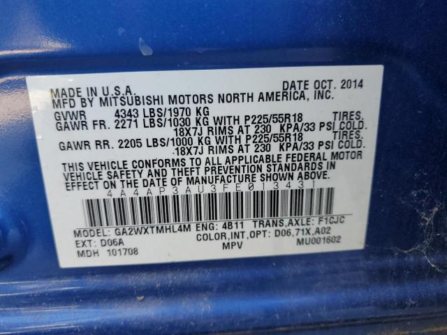 4A4AP3AU3FE013431 - 2015 MITSUBISHI OUTLANDER ES ლურჯი ფოტო 12