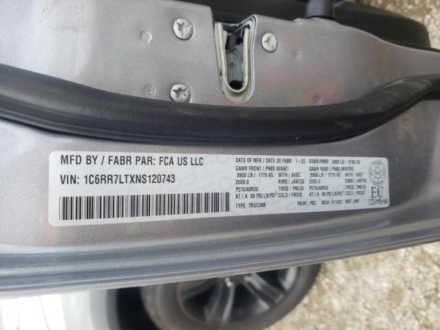 1C6RR7LTXNS120743 - 2022 RAM 1500 CLASS SLT ნაცრისფერი ფოტო 12