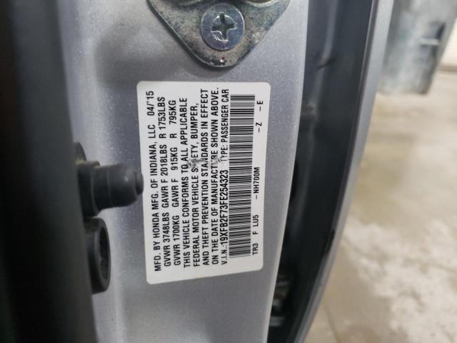 19XFB2F73FE254323 - 2015 HONDA CIVIC SE SILVER photo 13