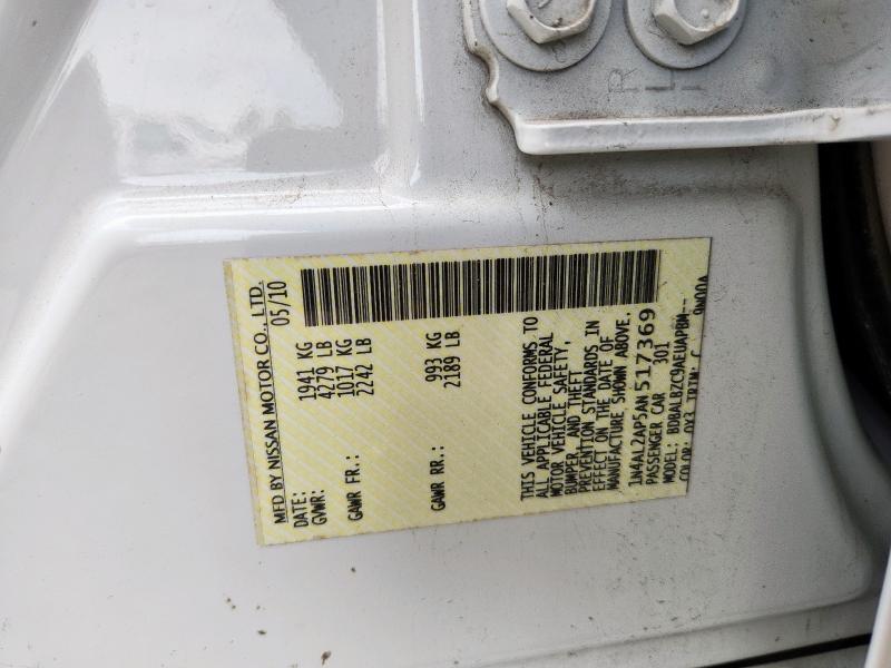 1N4AL2AP5AN517369 - 2010 NISSAN ALTIMA BASE WHITE photo 12