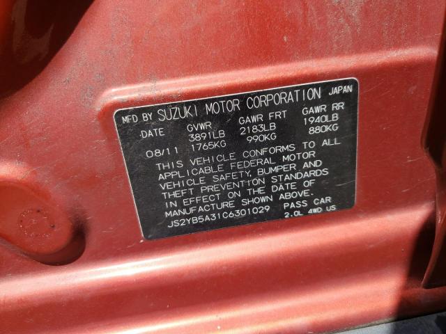 JS2YB5A31C6301029 - 2012 SUZUKI SX4 ORANGE photo 12