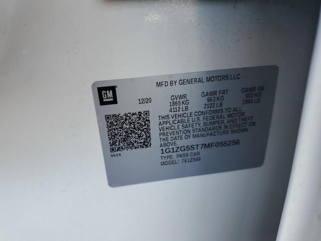 1G1ZG5ST7MF055256 - 2021 CHEVROLET MALIBU RS WHITE photo 12