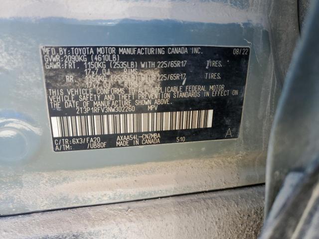 2T3P1RFV3NW302260 - 2022 TOYOTA RAV4 XLE GREEN photo 13