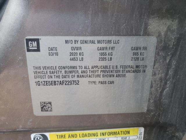 1G1ZE5EB7AF229752 - 2010 CHEVROLET MALIBU LTZ ყავისფერი ფოტო 10