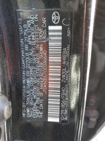 JTDKN3DU1D0346640 - 2013 TOYOTA PRIUS BLACK photo 12