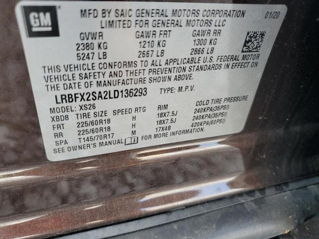 LRBFX2SA2LD136293 - 2020 BUICK ENVISION ESSENCE Շագանակագույն լուսանկար 13