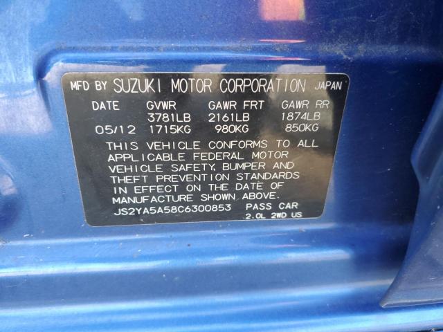 JS2YA5A58C6300853 - 2012 SUZUKI SX4 BLUE photo 12