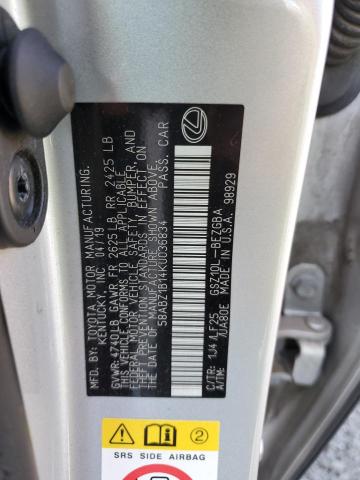 58ABZ1B14KU036834 - 2019 LEXUS ES 350 SILVER photo 12