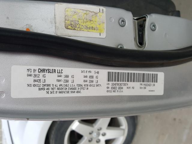 1B3HB78K38D739574 - 2008 DODGE CALIBER R/T SILVER photo 10