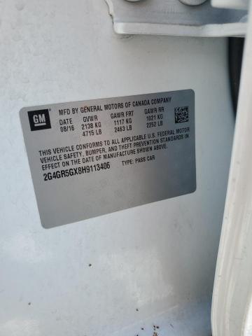 2G4GR5GX8H9113406 - 2017 BUICK REGAL PREMIUM WHITE photo 12