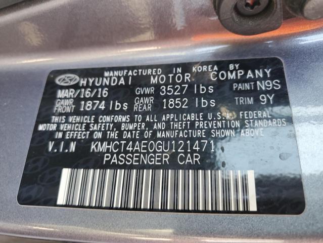 KMHCT4AE0GU121471 - 2016 HYUNDAI ACCENT SE Графитовый фото 12