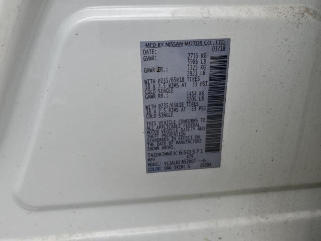 5N1DR2MN0JC650371 - 2018 NISSAN PATHFINDER S WHITE photo 14