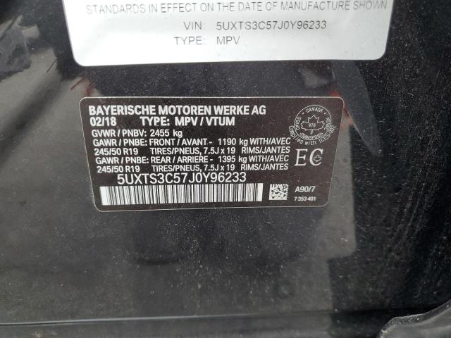 5UXTS3C57J0Y96233 - 2018 BMW X3 XDRIVEM40I GRAY photo 13