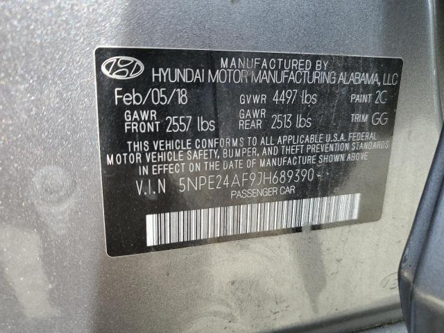 5NPE24AF9JH689390 - 2018 HYUNDAI SONATA SE SILVER photo 12