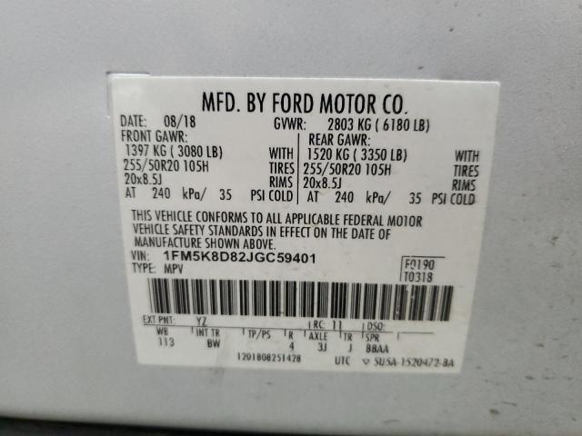 1FM5K8D82JGC59401 - 2018 FORD EXPLORER XLT Ağ foto 14