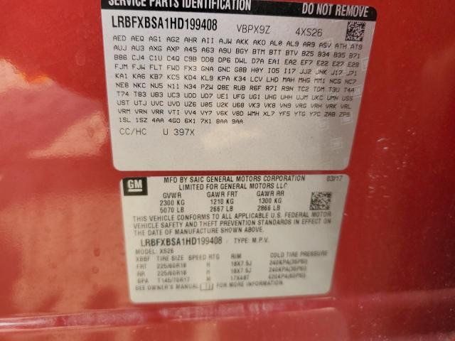 LRBFXBSA1HD199408 - 2017 BUICK ENVISION ESSENCE RED photo 12
