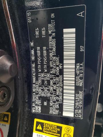 5TDKKRFH6FS064666 - 2015 TOYOTA HIGHLANDER XLE Qara foto 12