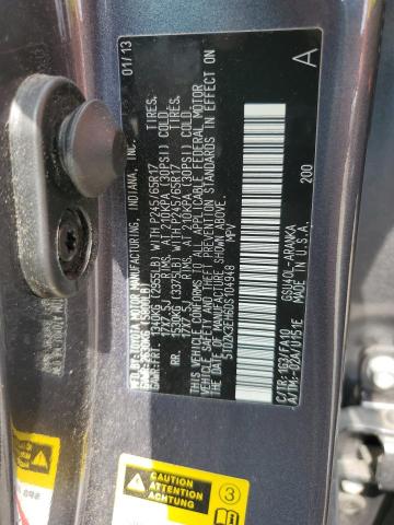 5TDZK3EH6DS104948 - 2013 TOYOTA HIGHLANDER BASE GRAY photo 12