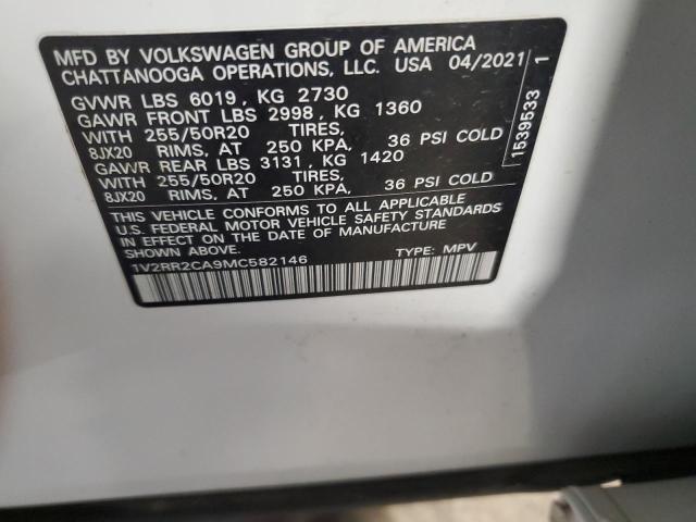 1V2RR2CA9MC582146 - 2021 VOLKSWAGEN ATLAS SE WHITE photo 13