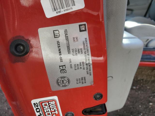 1G2AJ55F777368564 - 2007 PONTIAC G5 Rouge photo 12