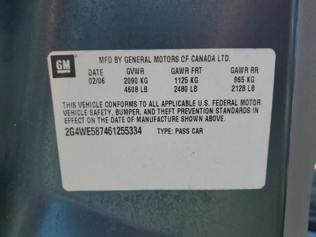 2G4WE587461255334 - 2006 BUICK LACROSSE CXS BLUE photo 12