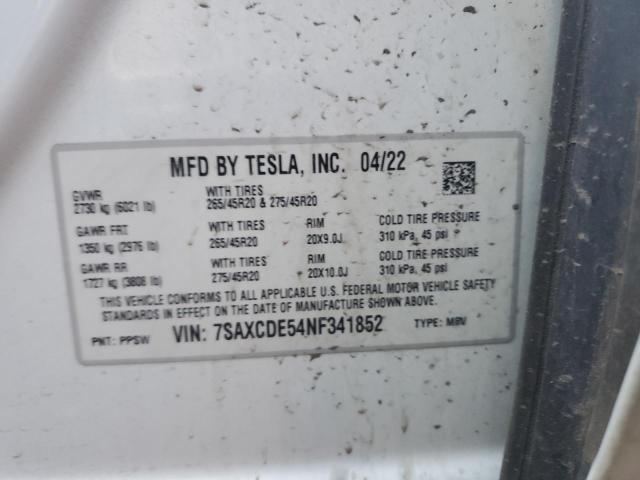 7SAXCDE54NF341852 - 2022 TESLA MODEL X WHITE photo 13