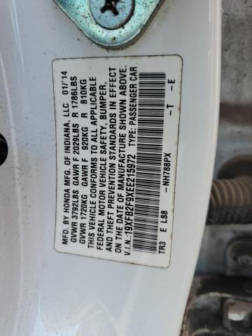 19XFB2F9XEE215972 - 2014 HONDA CIVIC EXL WHITE photo 12