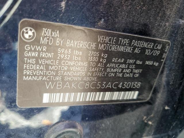WBAKC8C53AC430138 - 2010 BMW 750 LI XDRIVE BLUE photo 12