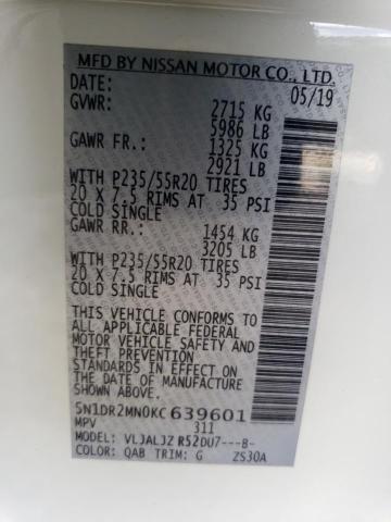 5N1DR2MN0KC639601 - 2019 NISSAN PATHFINDER S 白色 照片 13