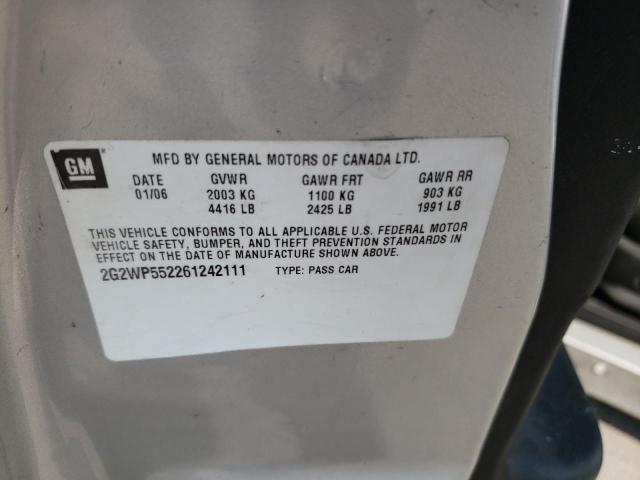 2G2WP552261242111 - 2006 PONTIAC GRAND PRIX 银色 照片 12