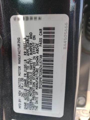 5Y2SP67039Z415738 - 2009 PONTIAC VIBE GRAY photo 12