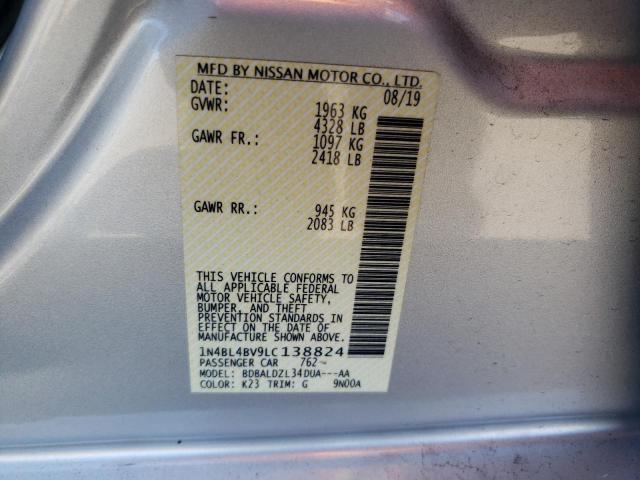 1N4BL4BV9LC138824 - 2020 NISSAN ALTIMA S SILVER photo 12