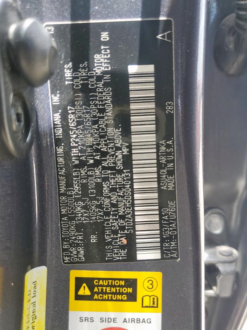 5TDZA3EH5DS040131 - 2013 TOYOTA HIGHLANDER BASE Szary zdjęcie 13