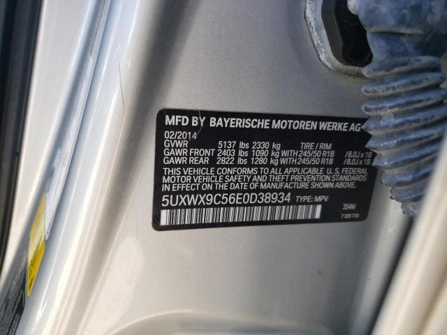 5UXWX9C56E0D38934 - 2014 BMW X3 XDRIVE28I SILVER photo 13