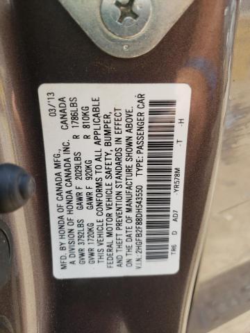 2HGFB2F88DH543550 - 2013 HONDA CIVIC EX Շագանակագույն լուսանկար 13