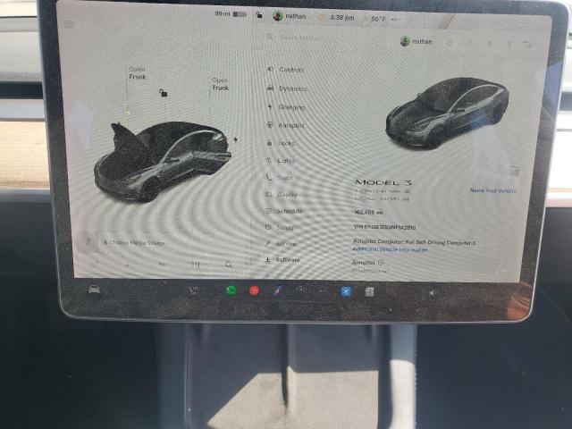 5YJ3E1EB9NF142810 - 2022 TESLA MODEL 3 فحمي صورة 9