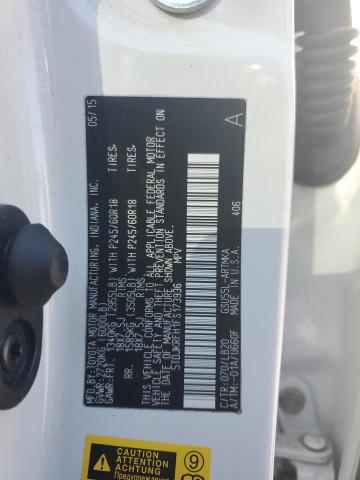 5TDJKRFH1FS173936 - 2015 TOYOTA HIGHLANDER XLE Ağ foto 13