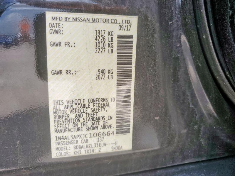 1N4AL3APXJC106664 - 2018 NISSAN ALTIMA 2.5 黑色 照片 12